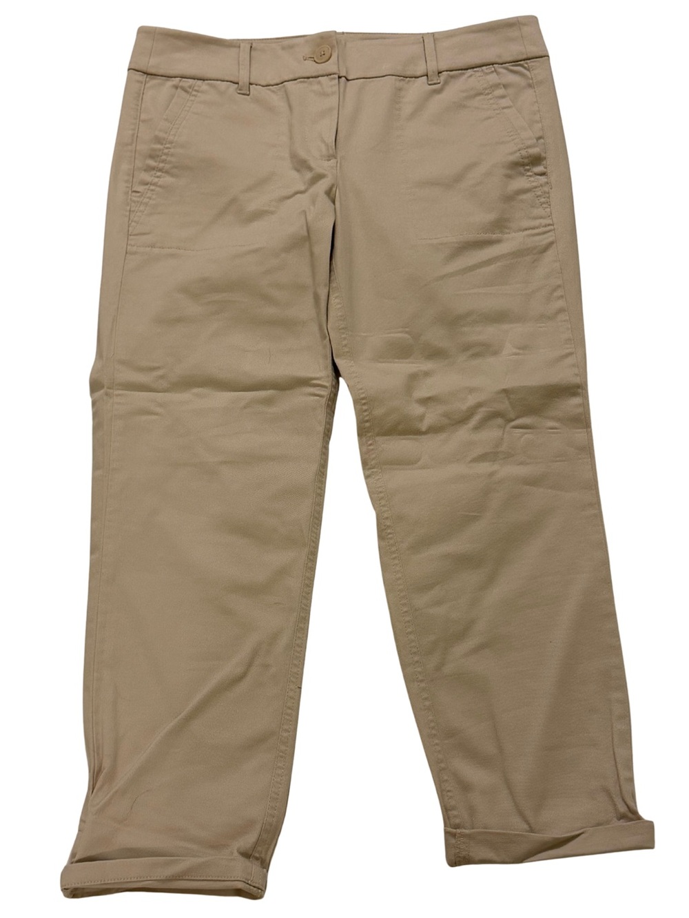 NWT LOFT Outlet Modern Roll Cuff Chino Khaki Cropped Pants Size 6